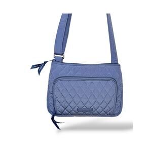 Vera Bradley Little Hipster Crossbody Bag Chambray Blue Quilted Cotton EUC